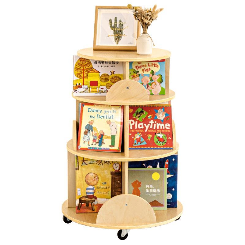 3 Shelf Revolving Bookshelf 23.82inL x 33.27inH - Image 2