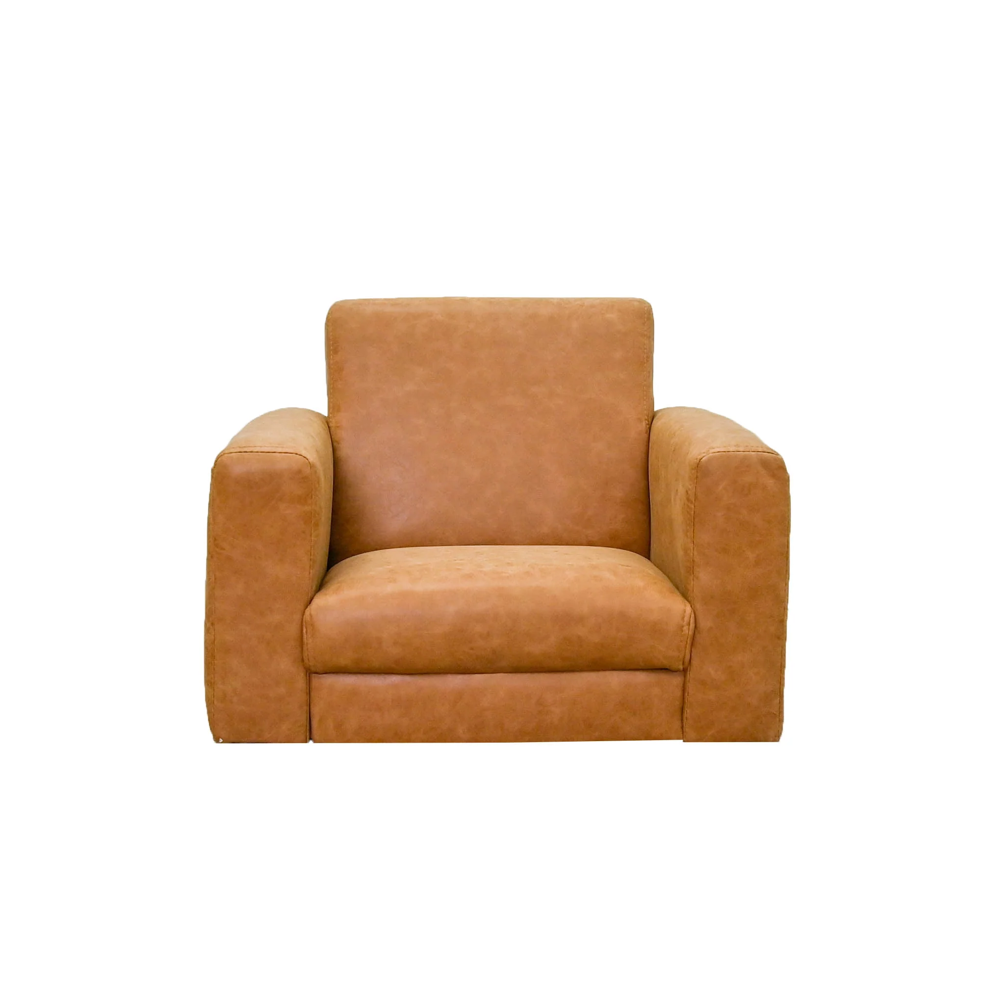 As We Grow Modern Chair Faux Distressed Leather Brown - Image 5