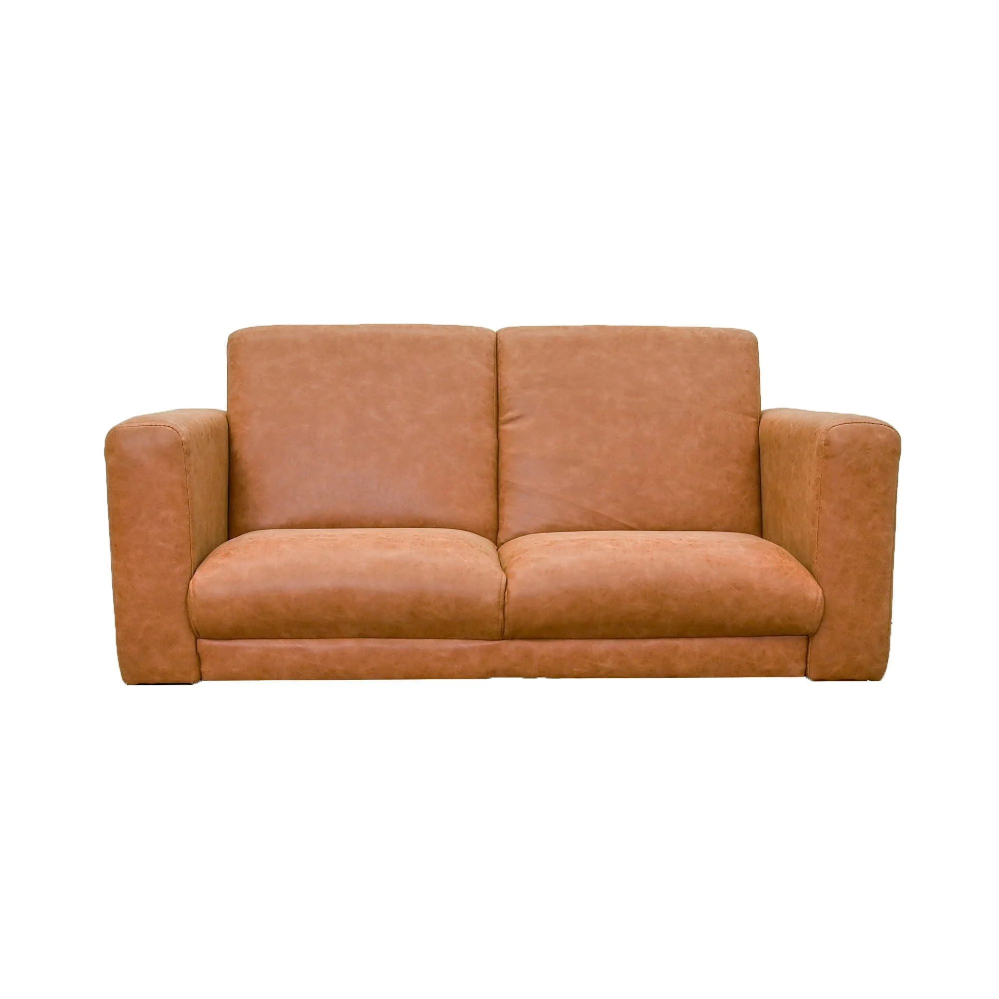 As We Grow Modern Sofa Faux Distressed Leather Brown - Image 2