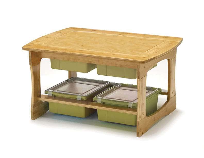 Bamboo Sensory and Construction Bricks Table with Tubs - Image 8