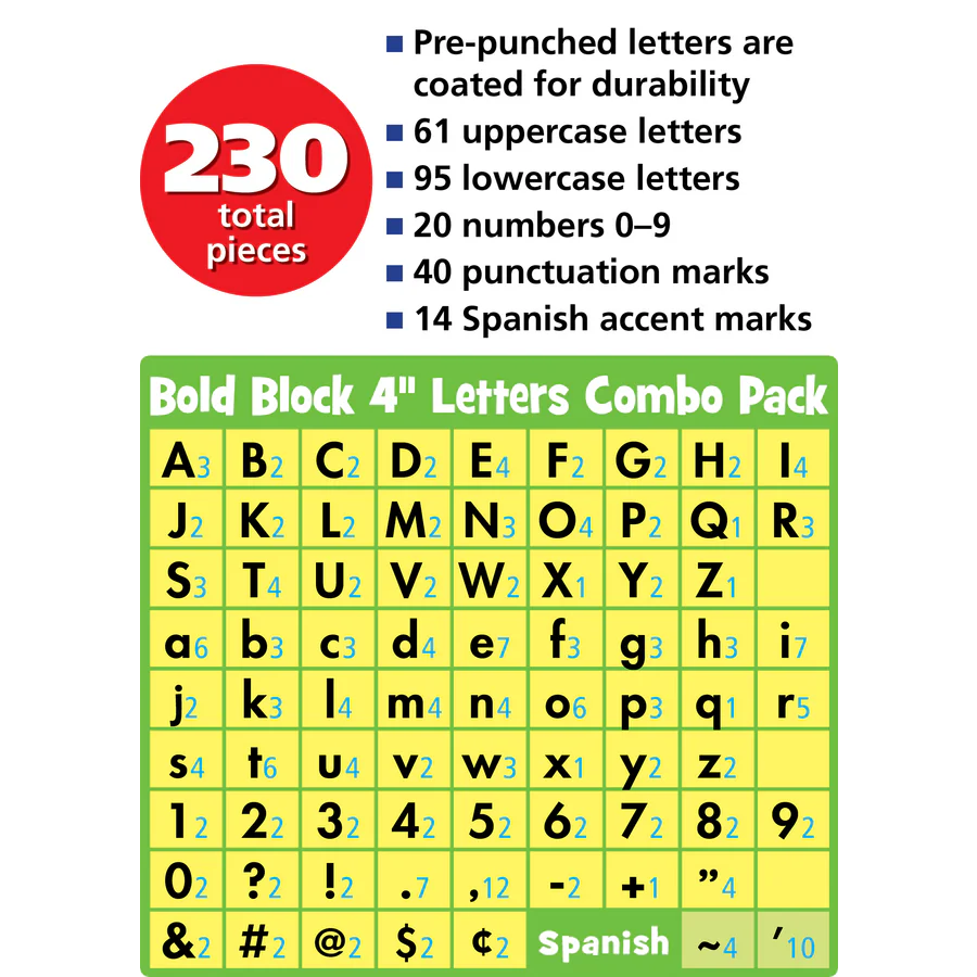 Black & White Bold Block 4in Letters Combo Pack - Image 2