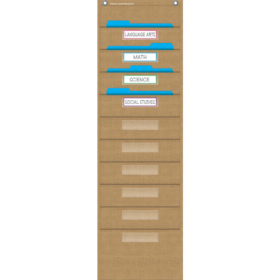 Burlap 10 Pocket File Storage Pocket Chart 14 x 58 - Image 2