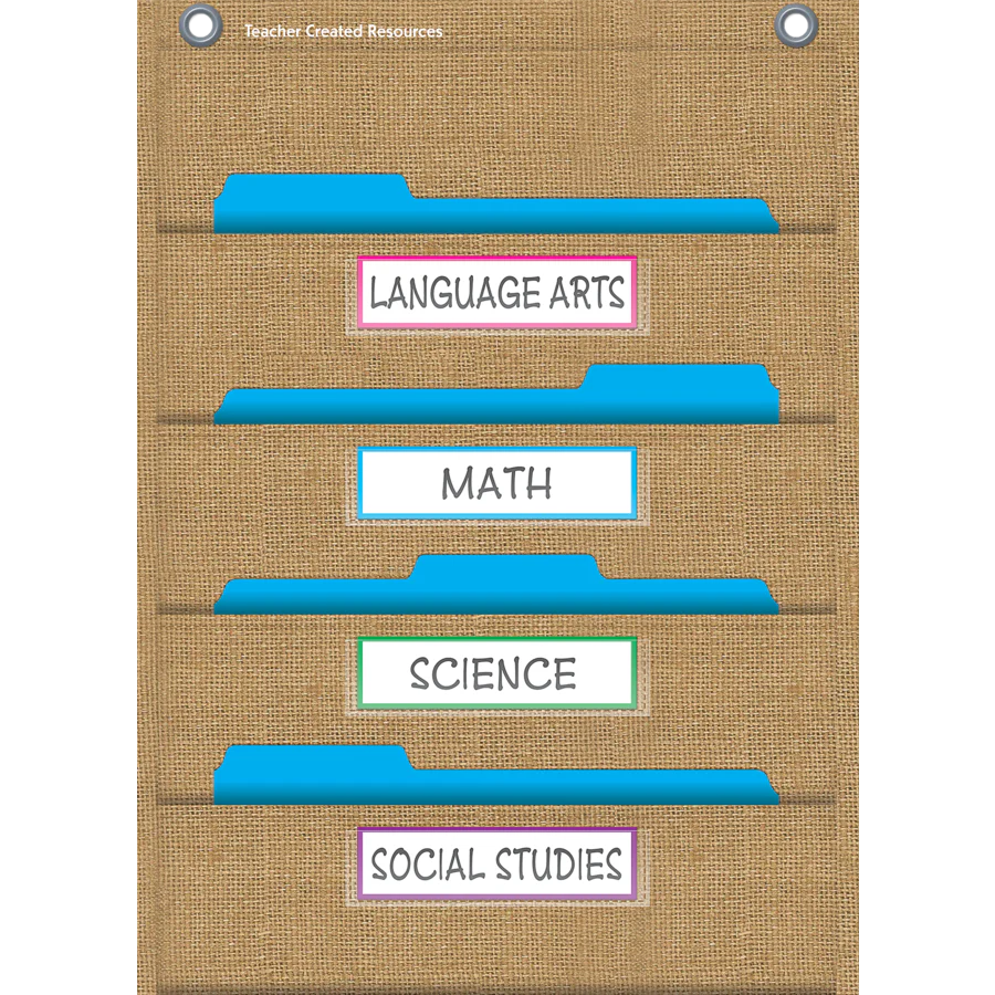 Burlap 10 Pocket File Storage Pocket Chart 14 x 58 - Image 4