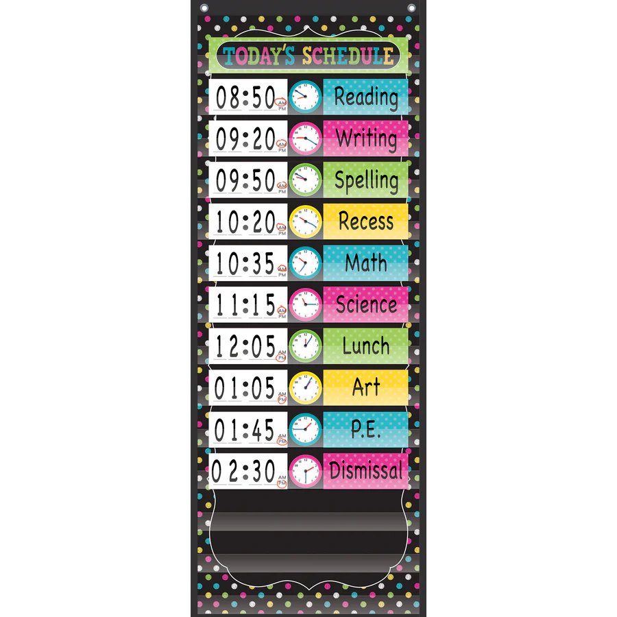 Chalkboard Brights 14 Pocket Daily Schedule Pocket Chart 13
