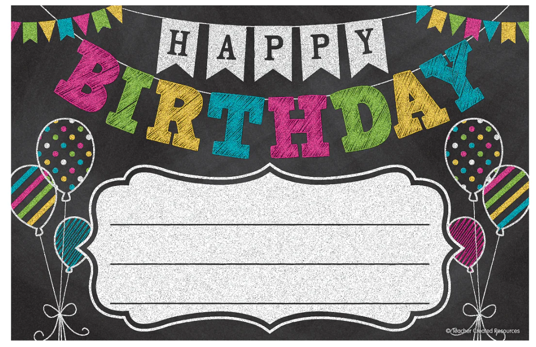 Chalkboard Brights Happy Birthday Awards