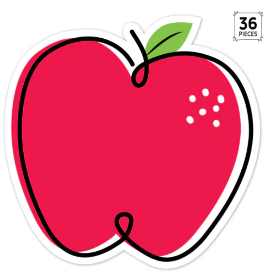 Doodle Apple Red Core Decor 6 in Designer Cut Outs - Image 2