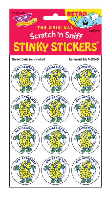 Ear-resistible Sweet Corn scent Retro Scratch n Sniff Stinky Stickers 24 ct - Image 3
