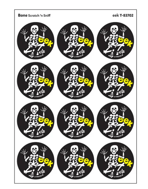 eek Bone scent Retro Scratch n Sniff Stinky Stickers 24 ct - Image 2