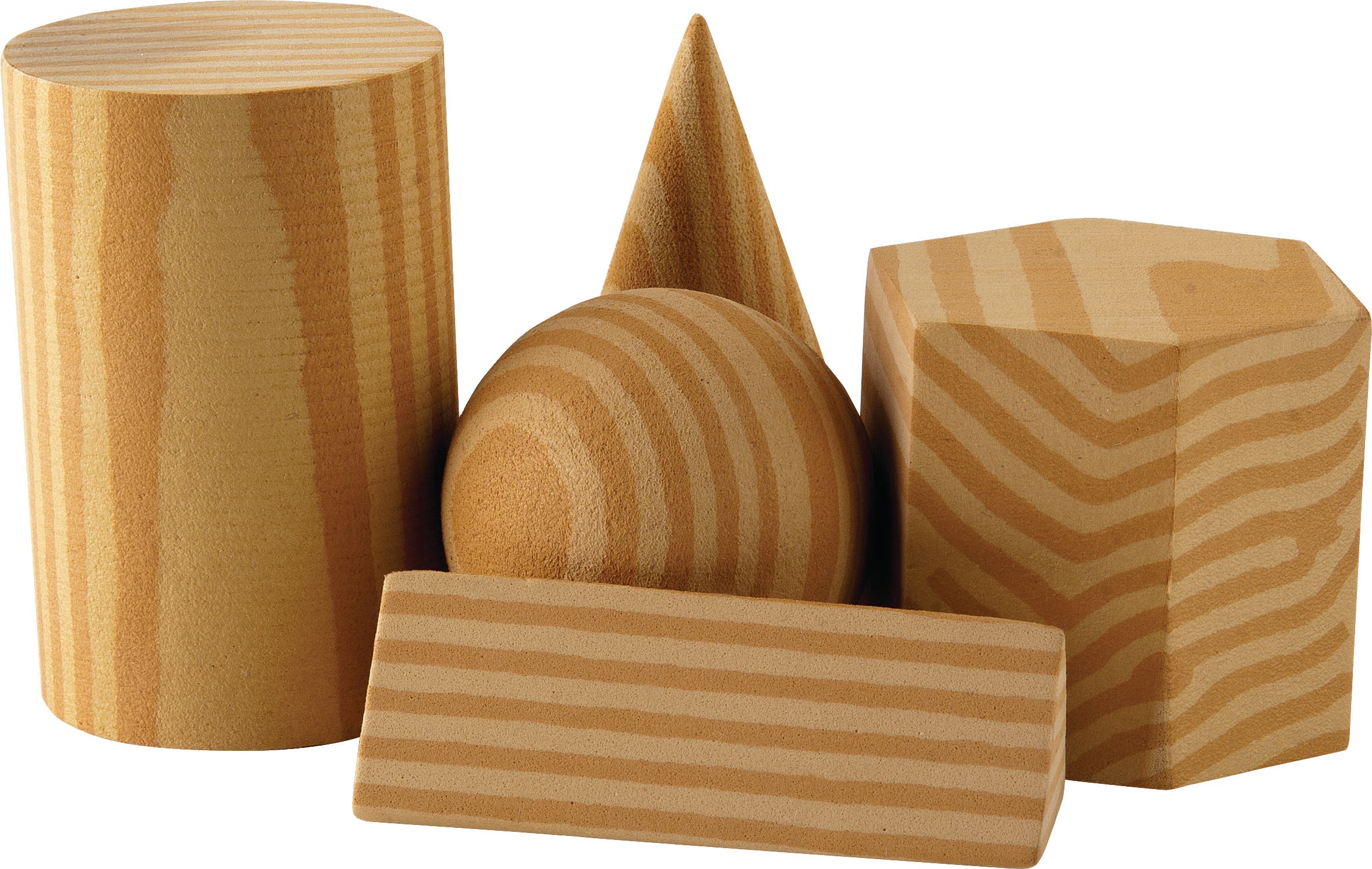 Foam Geometric Solids 8 pieces cube cone 2 cylinders sphere