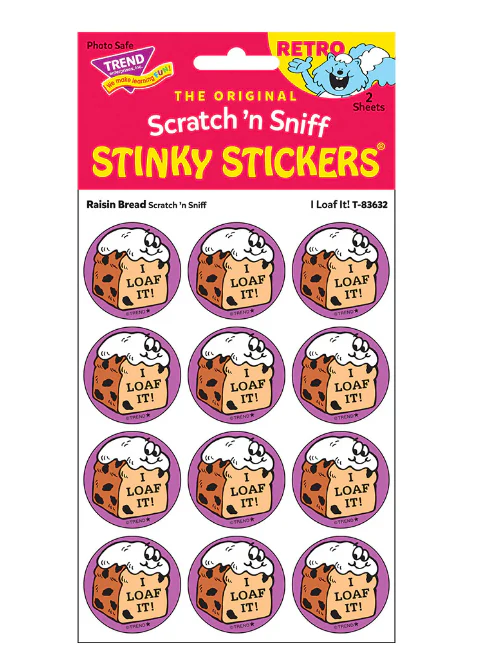 I Loaf It Raisin Bread scent Retro Stinky Stickers 24 ct - Image 3