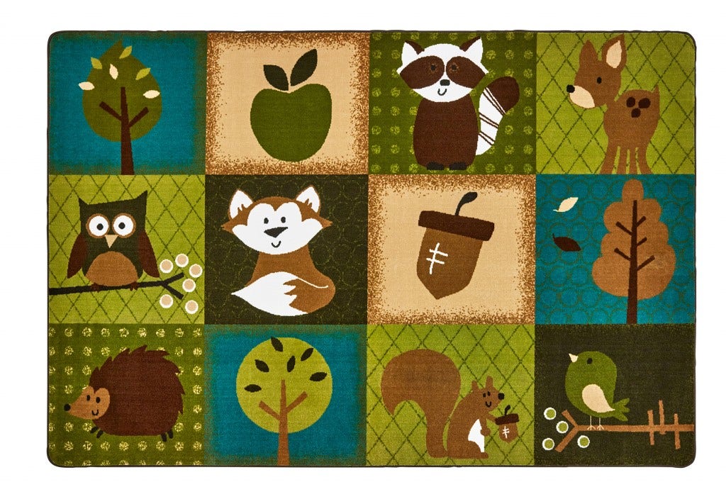 KIDSoft Nature's Friends Toddler Rectangle Brown Carpet
