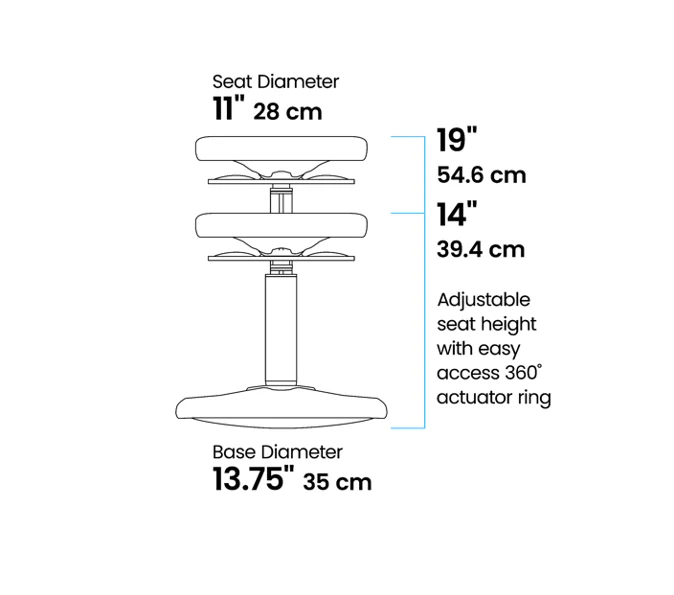 Kore Adjustable Wobble Chair 35-48cm Black - Image 3