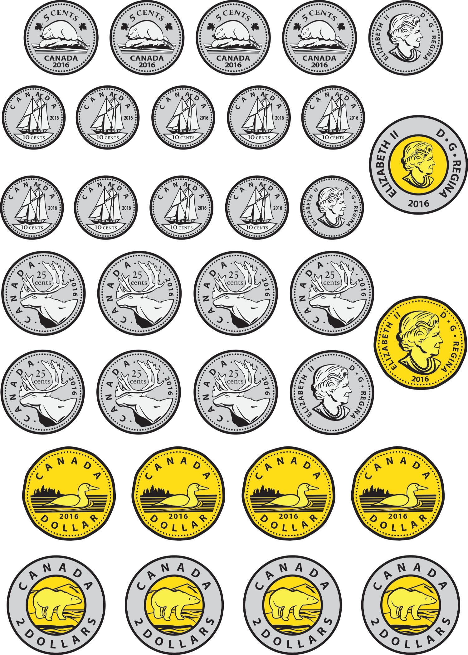 Magnetic Die-Cut Canadian Coins
