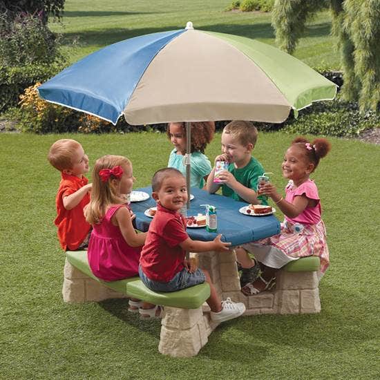Naturally Playful Picnic Table with Umbrella - Image 2