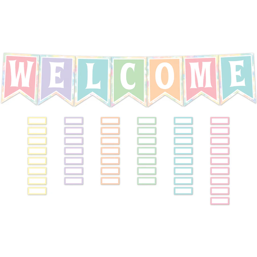 Pastel Pop Pennants Welcome Bulletin Board - Image 2