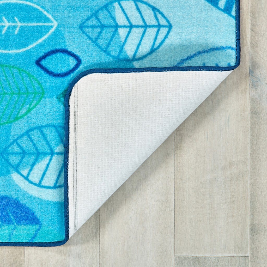 Peaceful Spaces Leaf Rectangle Blue Carpet 6ft x 9ft - Image 4