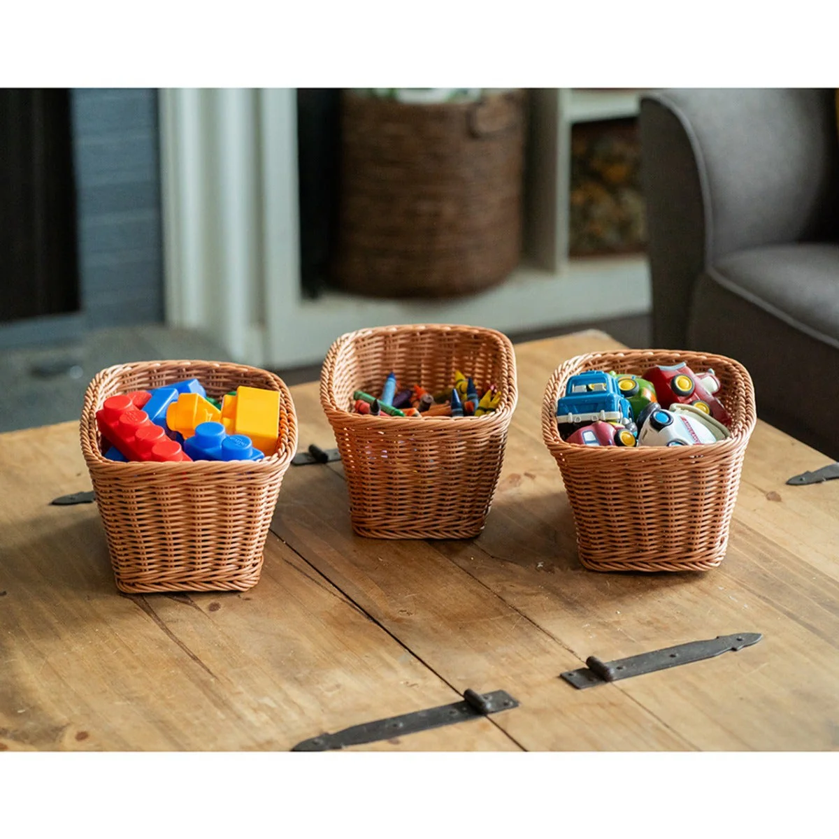 Plastic Woven Baskets Set of 3 - Image 11