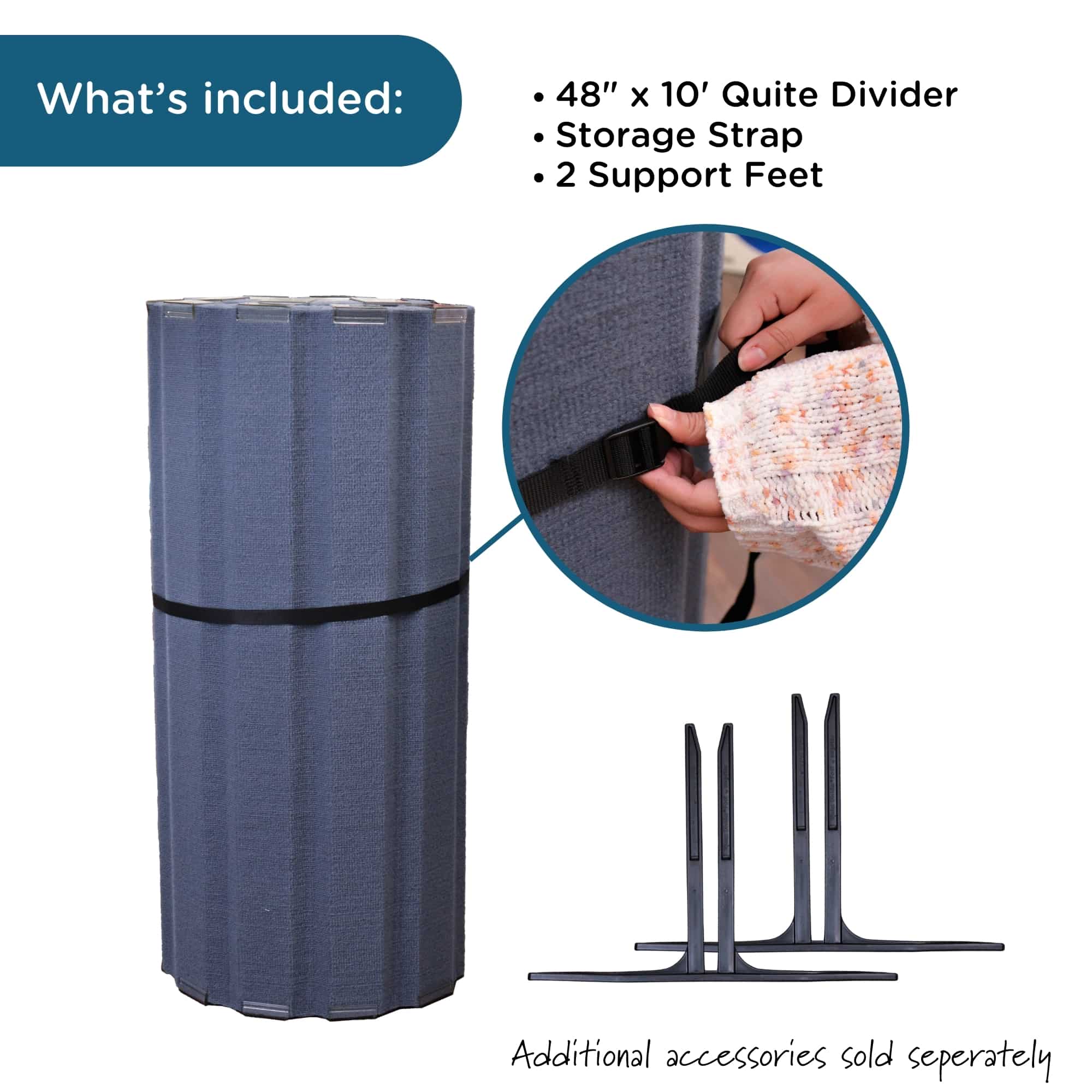 Quiet Divider with Sound Sponge 48in x 10ft Wall Slate Blue - Image 3