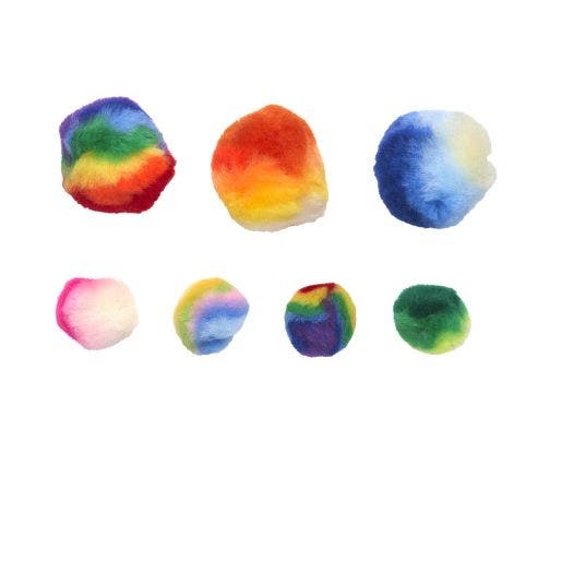 Rainbow Striped Pom Poms 180 pcs - Image 3
