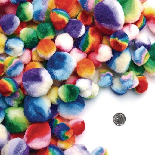 Rainbow Striped Pom Poms 180 pcs - Image 4