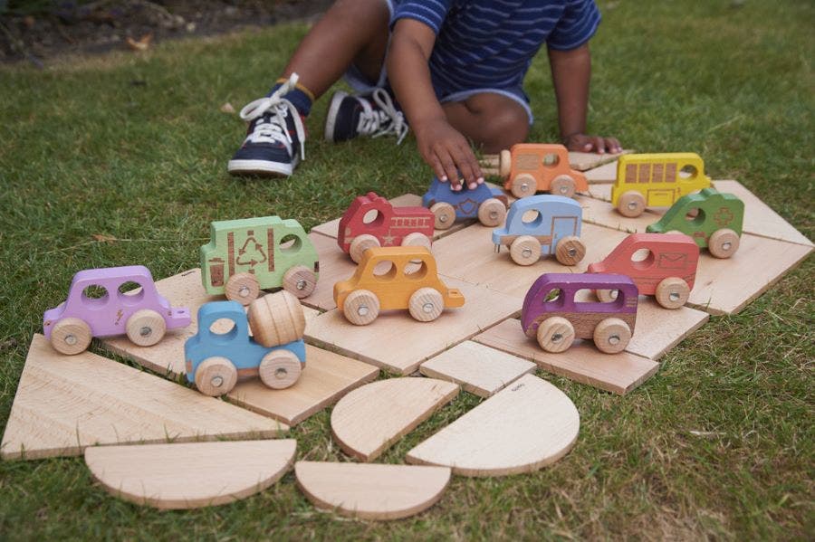 Rainbow Wooden Vehicles Set of 12 - Image 3