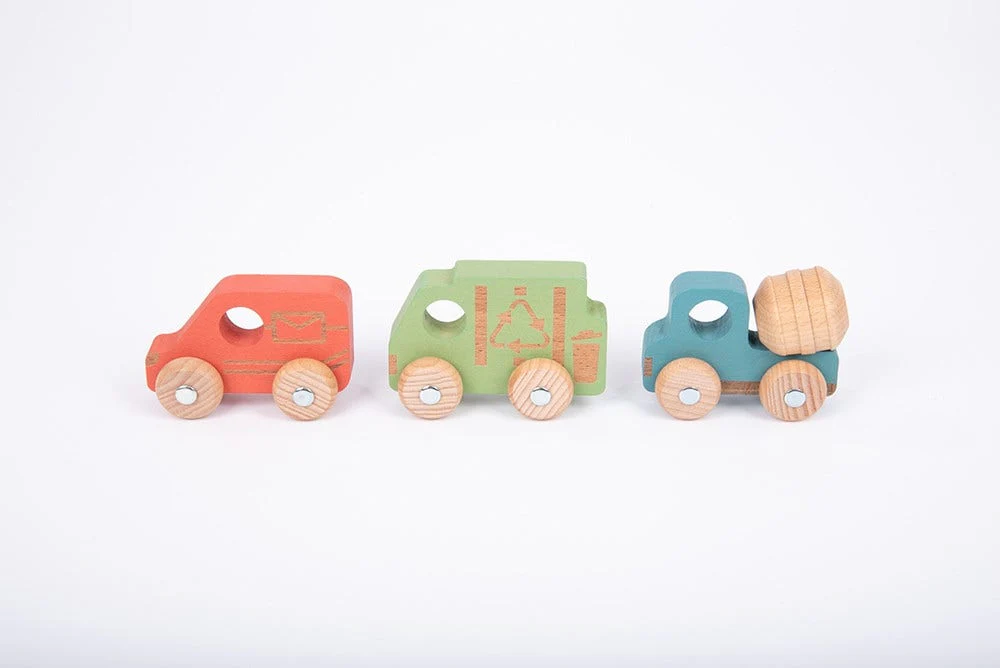 Rainbow Wooden Vehicles Set of 12 - Image 5