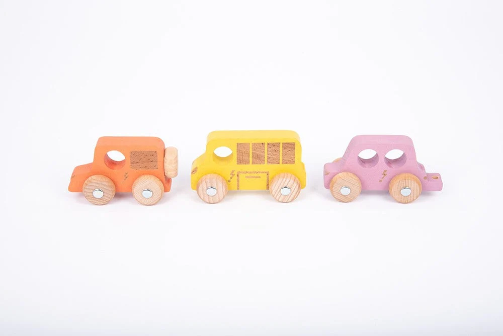Rainbow Wooden Vehicles Set of 12 - Image 6