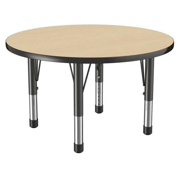 Round Maple/Black Activity Table with Standard or Chunky Adjustable Legs - Image 2