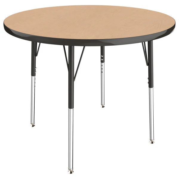 Round Maple/Black Activity Table with Standard or Chunky Adjustable Legs - Image 3