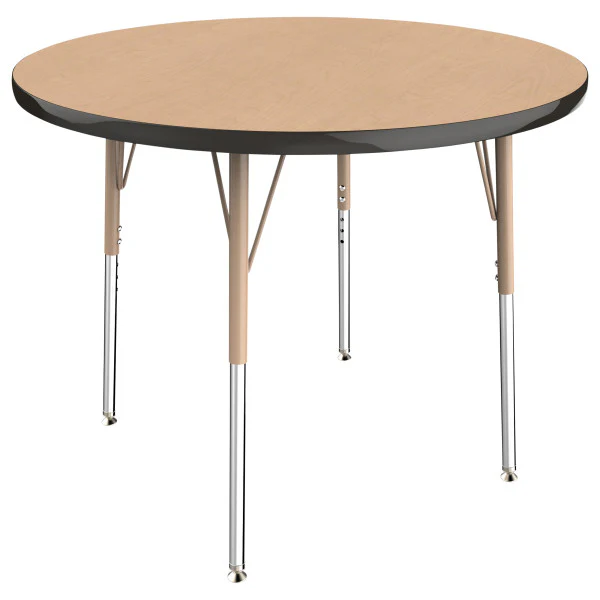 Round Maple/Black Activity Table with Standard or Chunky Adjustable Legs - Image 4
