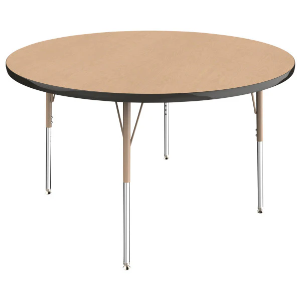 Round Maple/Black Activity Table with Standard or Chunky Adjustable Legs - Image 8