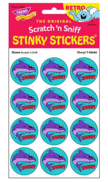 Sharp Ocean scent Retro Scratch n Sniff Stinky Stickers 24 ct - Image 3