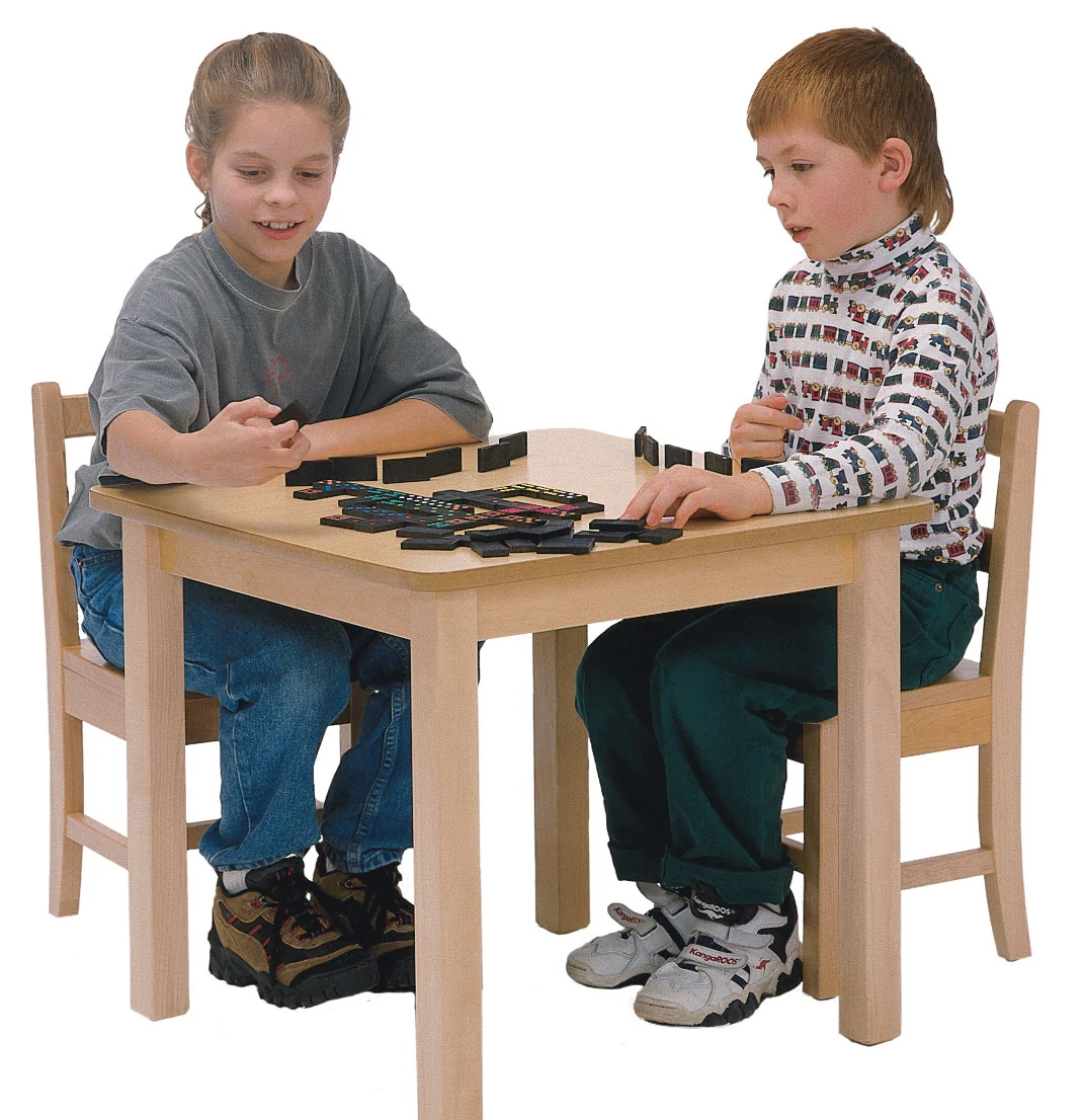 Square Table 24x24x20H Hardwood with 2 12H Chairs