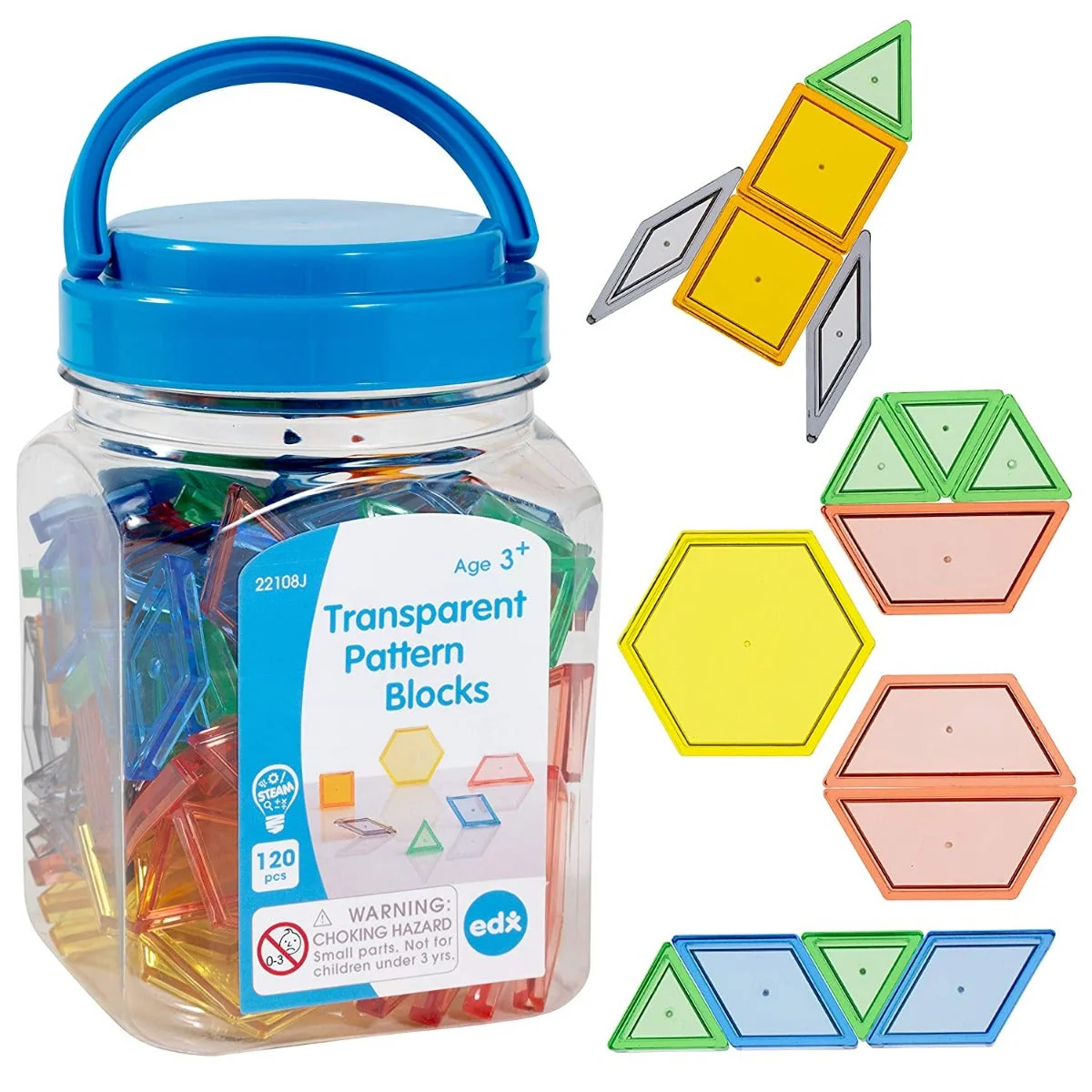Transparent Pattern Blocks Mini Jar